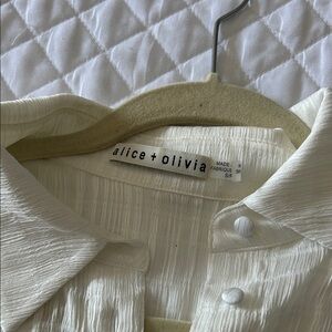 Alice + Olivia Textured White Blouse